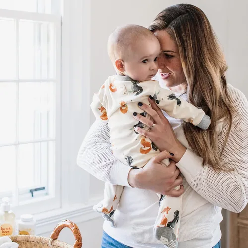Miniatura 4 de Burt's Bees Baby - Pijama de una pieza (enterizo) de bebé de 100% algodón orgánico con cremallera frontal, para dormir