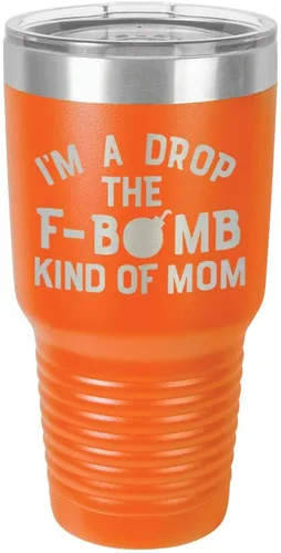 Miniatura 13 de I'M A DROP THE F BOMB KIND OF MOM Vaso negro de 30 onzas con popote y tapa superior deslizante Taza de viaje de acero inoxidable Comparar