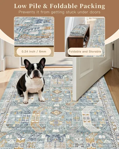 Miniatura 59 de Madane Tapete lavable de 2 x 10 pies para pasillo, cocina, recibidor, clásico, suave, antideslizante para interiores, casa de campo, baño, sala