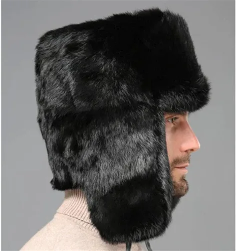 Miniatura 6 de Sombrero de invierno cálido y resistente al viento para hombre, de piel sintética, suave y térmica, para caza, esquí, senderismo, sombrero de nieve