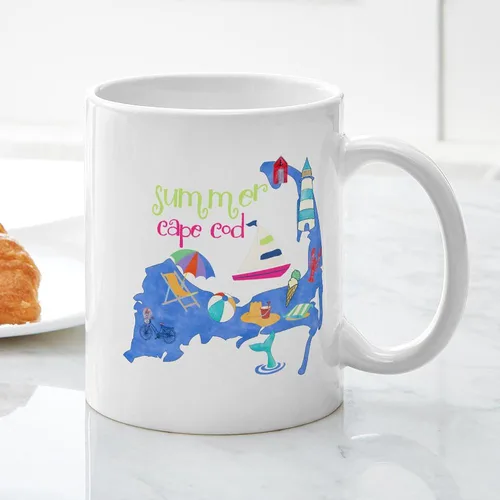 Miniatura 3 de CafePress Cute Cape Cod Map Mug 11 oz (325 ml) Ceramic Coffee Mug
