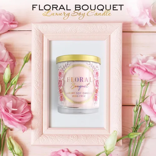Miniatura 2 de Rose Candle – Velas perfumadas de lujo – Aroma de ramo floral relajante – 10% esencia de rosa para un aroma duradero – Vela de soja 100% con mecha