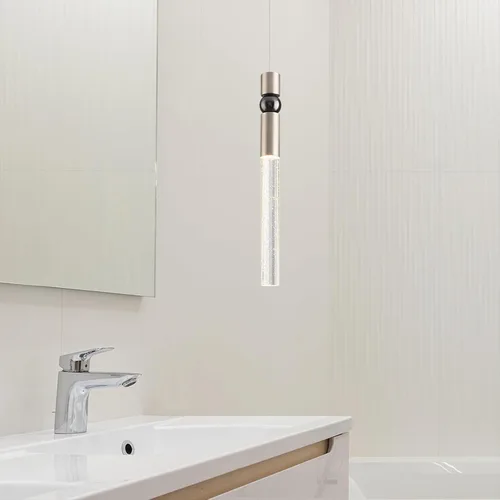 Miniatura 4 de JoollySun Mini lámpara colgante de cristal: 1 luz regulable colgante LED para baño de isla de cocina - oro pulido