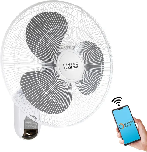 Miniatura 11 de Comfort Zone Ventilador de montaje en pared de 16 pulgadas con control remoto, funcionamiento silencioso de 3 velocidades, temporizador, inclinación