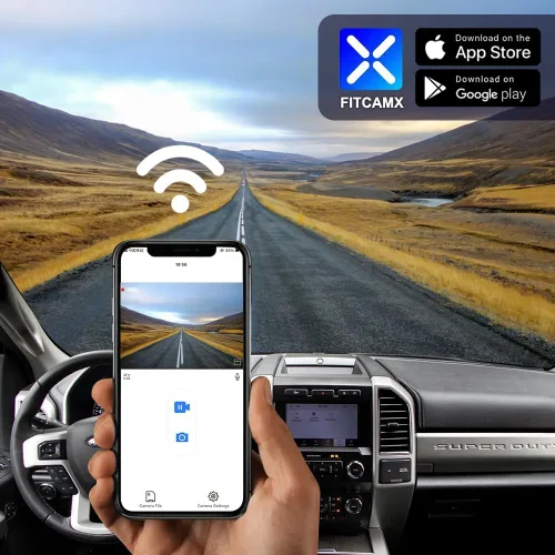 Miniatura 5 de Fitcamx Cámara de tablero 4K adecuada para Ford F250 F350 XL XLT 2011-2025 (DZ-00455), aspecto de fábrica OEM, video UHD 2160P, WiFi y aplicación