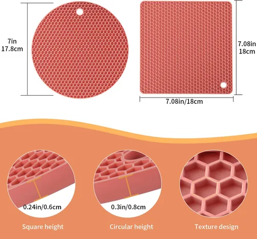 Miniatura 5 de Paquete de 4 salvamanteles para platos calientes, soportes de silicona para ollas, almohadillas calientes para cocina, salvamanteles de silicona