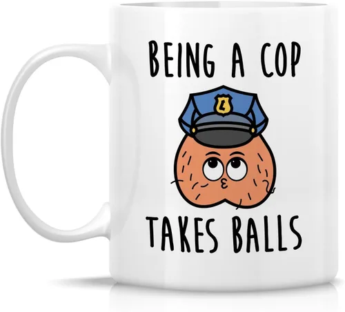 Miniatura 2 de Retreez Taza divertida para oficial de policía – Being A Cop Takes Balls – Tazas de café de cerámica de 11 onzas para profesionales del orden