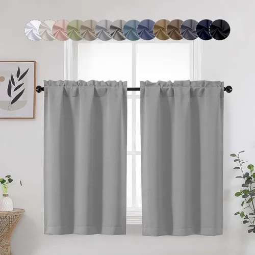 Miniatura 59 de Aqua Cafe - Juego de 2 paneles de cortinas opacas de 24 pulgadas de largo, con aislamiento térmico suave y sólido, para ventanas de baño, sótano