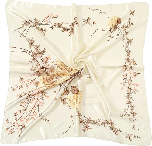 Miniatura 5 de RIIQIICHY - Bufanda para la cabeza para mujer, bufanda de satén de seda para envolver el cabello por la noche, bandana cuadrada para dormir, 35