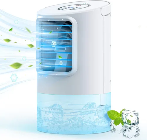 Miniatura 8 de Ventilador de aire acondicionado portátil, enfriador de aire evaporativo personal para habitación pequeña, aire acondicionado portátil con 3