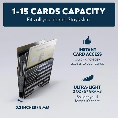 Miniatura 67 de Cartera de aluminio impresa 2.5D para hombres: clip delgado para dinero y tarjetero con barniz selectivo táctil. Bloqueo RFID mejorado, compacto