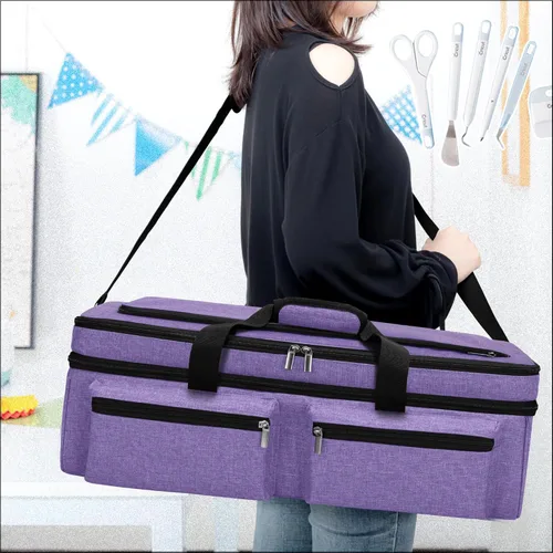 Miniatura 8 de LUXJA Bolsa de doble capa con bolsillo para alfombrilla de corte para Cricut Explore Air (Air2) y Maker, bolsa de transporte compatible con máquina