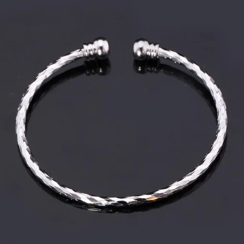 Miniatura 4 de U7 delicado brazalete de puño simple de platino bañado en oro real de 18K, joyería moderna.