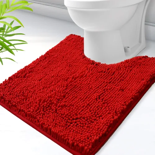 Miniatura 21 de Alfombras de baño en forma de U, alfombras de baño de felpilla súper absorbentes y respaldo antideslizante de PVC fuerte para inodoros, lavables a