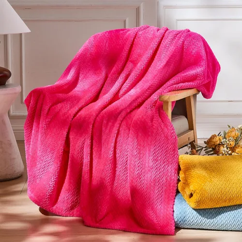 Miniatura 37 de NEWCOSPLAY Manta de Tiro Súper Suave Aqua Franela Sedosa Premium Fleece con Patrón de Hojas Ligera Manta de Cama para Uso en Todas las Estaciones