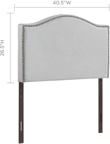 Miniatura 3 de Rosebery Kids Cabecera tapizada de tela tamaño individual, acabado gris cielo, 51.5 x 40.5 pulgadas, lino fino con ribete de botón para clavos