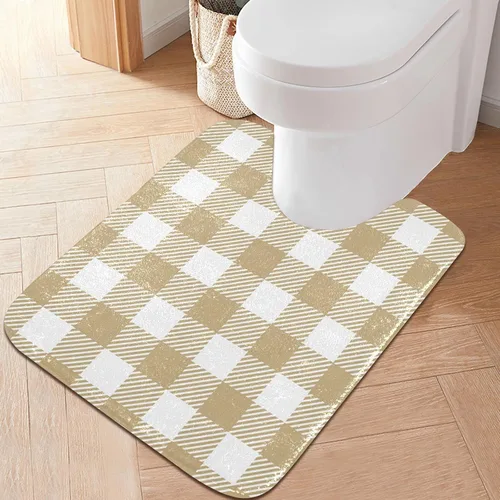 Miniatura 23 de Tapete de baño a cuadros negros y morados, suave, absorbente, lavable, tapete de baño para suelo de baño, tapete de baño antideslizante para baño