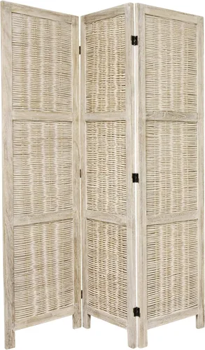 Miniatura 4 de Oriental Furniture - Divisor de habitación tejido de bambú de 5 1/2 pies de alto, color marrón quemado, 3 paneles