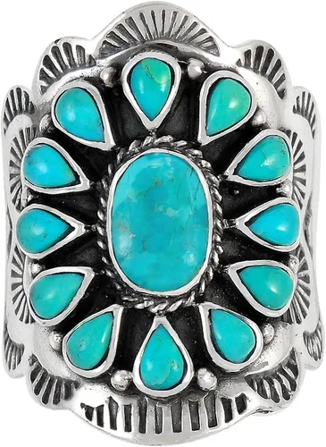Miniatura 3 de Anillo de plata de ley con piedras preciosas y turquesa (SELECCIONAR color)