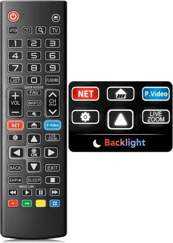 Control remoto retroiluminado para LG Smart TV, reemplazo universal para todos los controles remotos LG TV para un fácil uso nocturno.