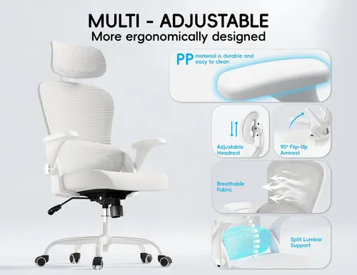 Miniatura 4 de TRALT Silla de Oficina – Silla de Oficina Ergonómica con Soporte para la Espalda, Silla de Computadora - Sillas de Escritorio para Oficina en Casa