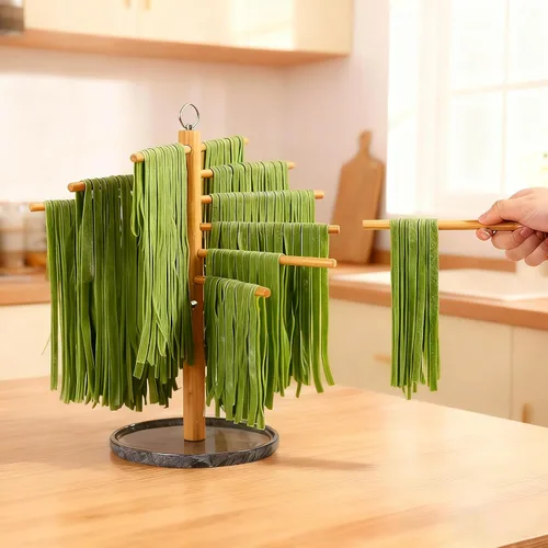 Miniatura 2 de Rejilla de secado de pasta plegable con varita de transferencia y 7 barras, fácil de transferir para secar pasta y cocinar, diseño de suspensión