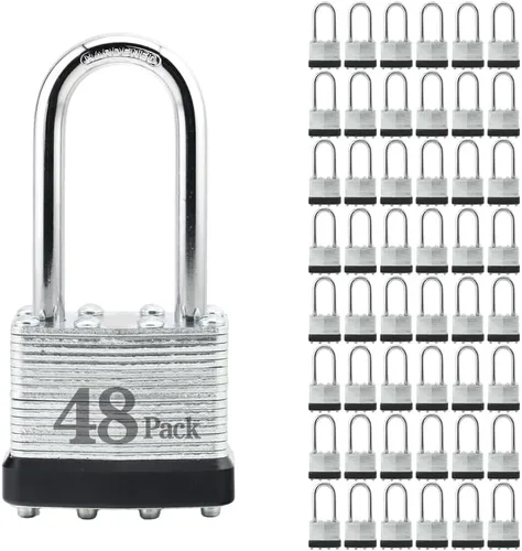 Miniatura 21 de ZonRo Candados de acero laminado con llave, cerraduras iguales con llave, 1-9/16 pulgadas de ancho, candados de grillete largo, paquete de 6, aro