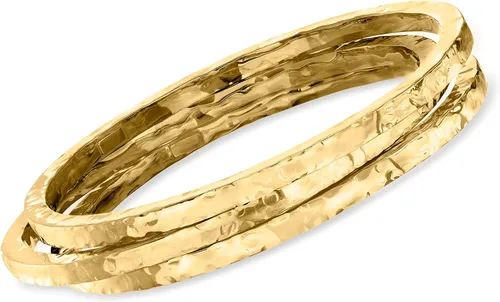 Miniatura 3 de Ross-Simons Italian 24kt Gold Over Sterling Silver Jewelry Set 3 Hammered Bangle Bracelets