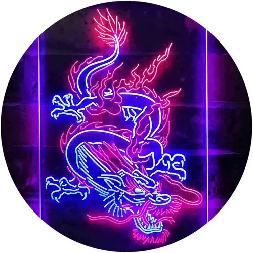 Miniatura 15 de ADVPRO Hombre Dragón Chino Cueva Garaje Tatuaje Dual Color LED Neon Sign Azul y Rojo 8 x 12 pulgadas st6s23-i3780-br