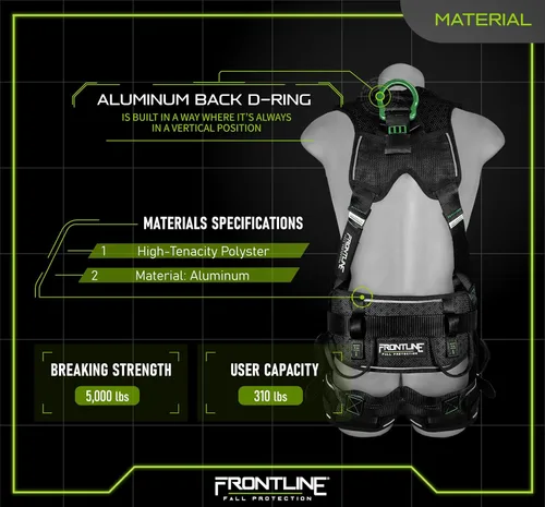 Miniatura 2 de FRONTLINE FALL PROTECTION 250CTB Elite™ Arnés de construcción Herrajes de aluminio OSHA&ANSI