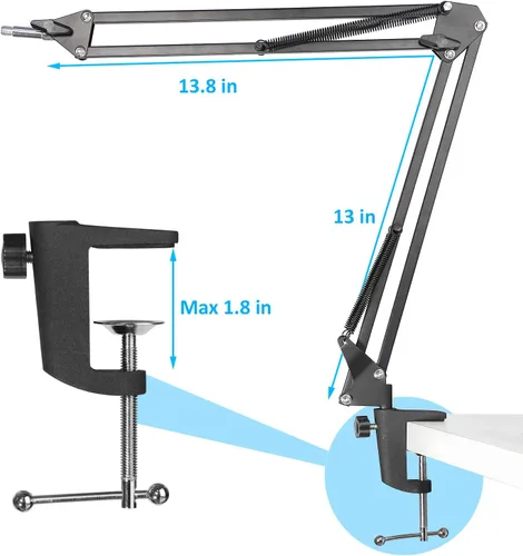 Miniatura 4 de Soporte de brazo para HyperX SoloCast 2 Boom Arm – Soporte de micrófono de tijera ajustable profesional compatible con micrófono HyperX SoloCast 2