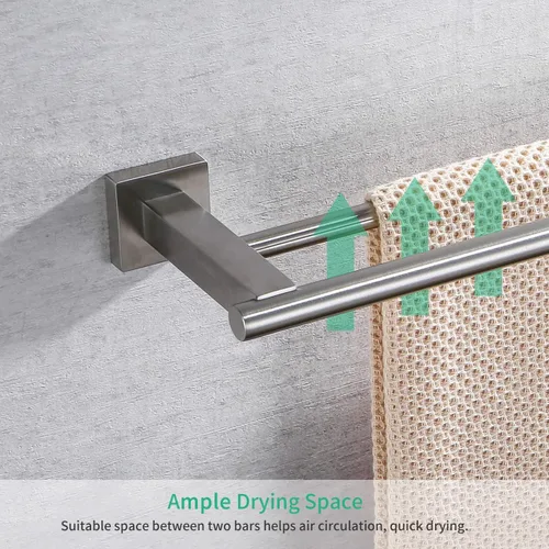 Miniatura 8 de Miyili BS02N5 - Juego de accesorios de baño de 5 piezas para montaje en pared de acero inoxidable cepillado, incluye toallero doble, toallero