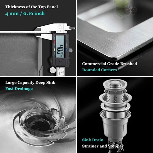 Miniatura 5 de Fregadero Utilitario de Lavandería con Tabla de Lavar, Fregadero de Cocina de Acero Inoxidable de Doble Tazón, Fácil de Limpiar, para Casa, Piscina