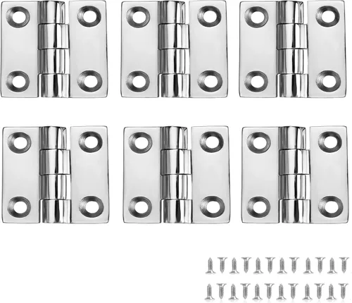 Bisagras de barco resistentes de acero inoxidable de grado marino, 1.5 pulgadas x 1.5 pulgadas, sin ruido, acero inoxidable 316 con tornillos (6