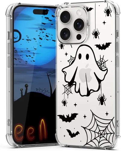 Miniatura 13 de Funda de Halloween para Google Pixel 6A transparente con diseños de murciélagos fantasmas, funda para teléfono para niñas, elegante, delgada, a