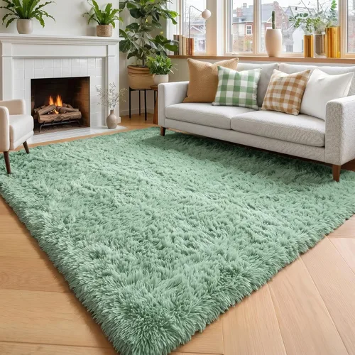 Miniatura 15 de Alfombras moradas para dormitorio de niñas, alfombra de 5 x 8 pies, alfombra peluda esponjosa para sala de estar, alfombras peludas gruesas