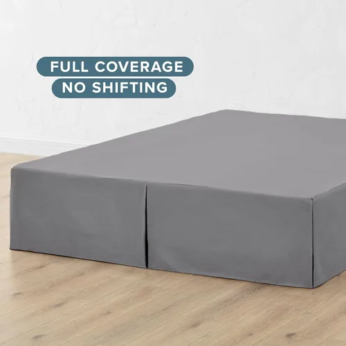 Miniatura 6 de Bare Home Falda de cama California King con caída de 15 pulgadas, diseño fácil de ajustar, para camas California King, con pliegues centrales