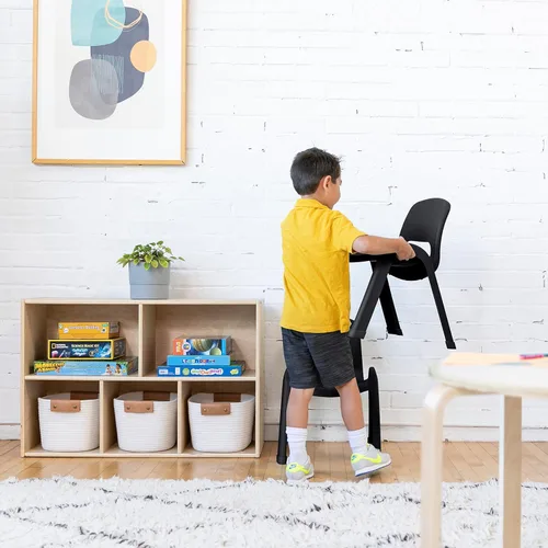 Miniatura 10 de ECR4Kids Silla apilable SitRight de plástico, 11 pulgadas, muebles de aula, negro, paquete de 4