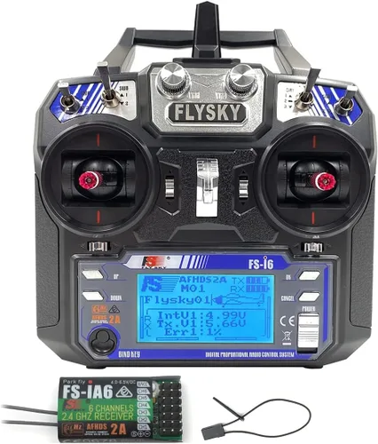 FLYSKY FS-i6 6CH 2.4GHz Sistema de Radio RC Transmisor Controlador con Receptor FS-iA6 para RC Helicóptero Avión Cuadricóptero Planeador (Modo_2)