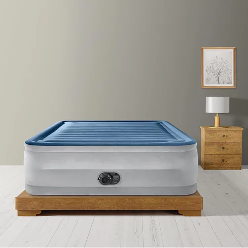 Miniatura 5 de Intex: Dura-Beam Deluxe Comfort - Colchón de aire de felpa, 22 pulgadas, azul Queen, bomba eléctrica integrada, tecnología de fibra duradera, bolsa