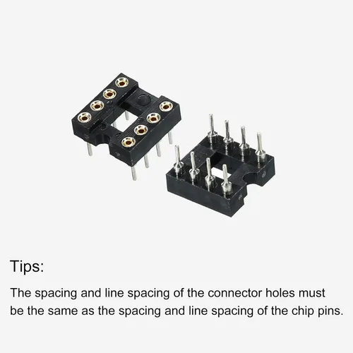 Miniatura 4 de MECCANIXITY DIP IC Chip Adaptador de zócalo de Pin Redondo 8P 0.100 in Pitch IC Socket para PCB Board Chip, paquete de 6