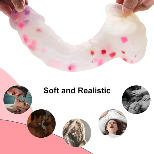 Miniatura 4 de Consolador enorme realista de 9 pulgadas con ventosas, juguete sexual para adultos, pene con polla curva y bolas para vagina del punto G y juguetes