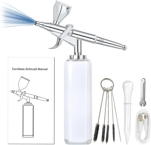Miniatura 4 de Kit de aerógrafo inalámbrico de alto flujo de aire, compresor de cepillo de aire portátil inalámbrico, cepillo de aire mini recargable, pistola