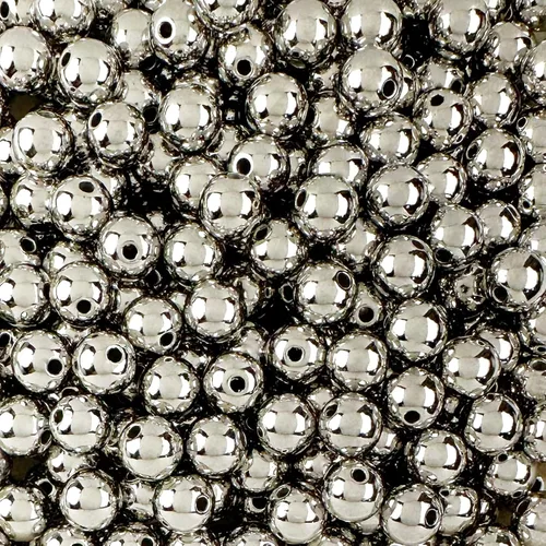 Miniatura 32 de 1000 cuentas redondas de acrílico negro de 0.315 in de diámetro con agujero de 0.079 in