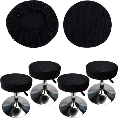 Miniatura 7 de Funda de taburete redonda de 12 a 16 pulgadas, fundas de asiento redondas para taburetes de bar, tela de lujo elástica, lavable de jacquard a prueba
