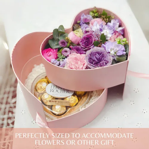 Miniatura 5 de BBJWRAPS - Caja para flores en forma de corazón con tapa para arreglos de lujo, florerías, entregas de regalos, material de cartón piedra de 9