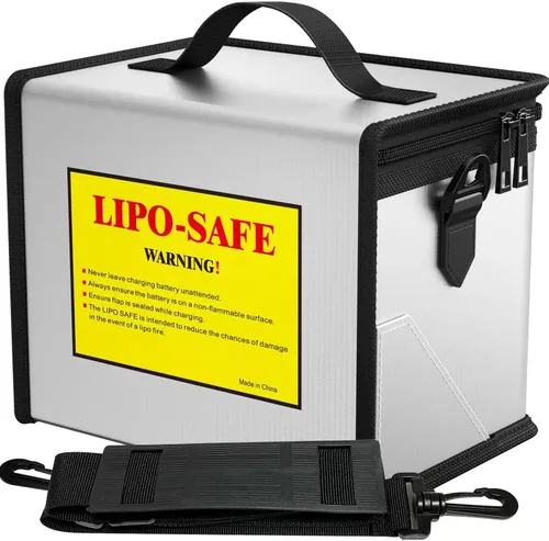 Miniatura 7 de Bolsa de seguridad ignífuga antiexplosión Colcase para batería Lipo, almacenamiento y carga, gran espacio, altamente resistente, bolsa doble cierre
