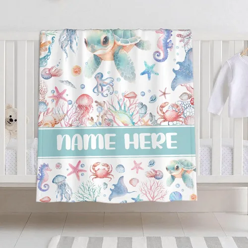 Miniatura 13 de Manta de bebé personalizada para niñas y niños, manta de bebé personalizada con nombre de bosque de animales para niños pequeños, baby shower