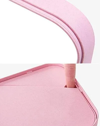 Miniatura 6 de Espejo de maquillaje de escritorio Coobbar, Espejo de maquillaje plegable, Espejo de princesa simple y portátil, Espejo cuadrado, Espejo de Beige