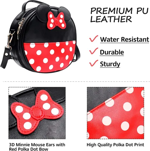 Miniatura 3 de Finex Mini bolso de viaje con diseño de lunares de Minnie Mouse NegroRojo Bolsa Redonda Viajar